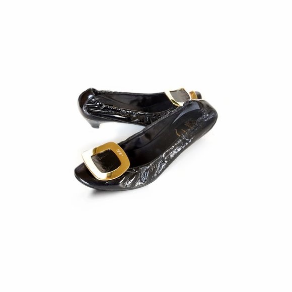 ROGER VIVIER 37 Black Patent Leather Kitten Heel Pump *LOVELY* Womens Si… - Picture 3 of 11